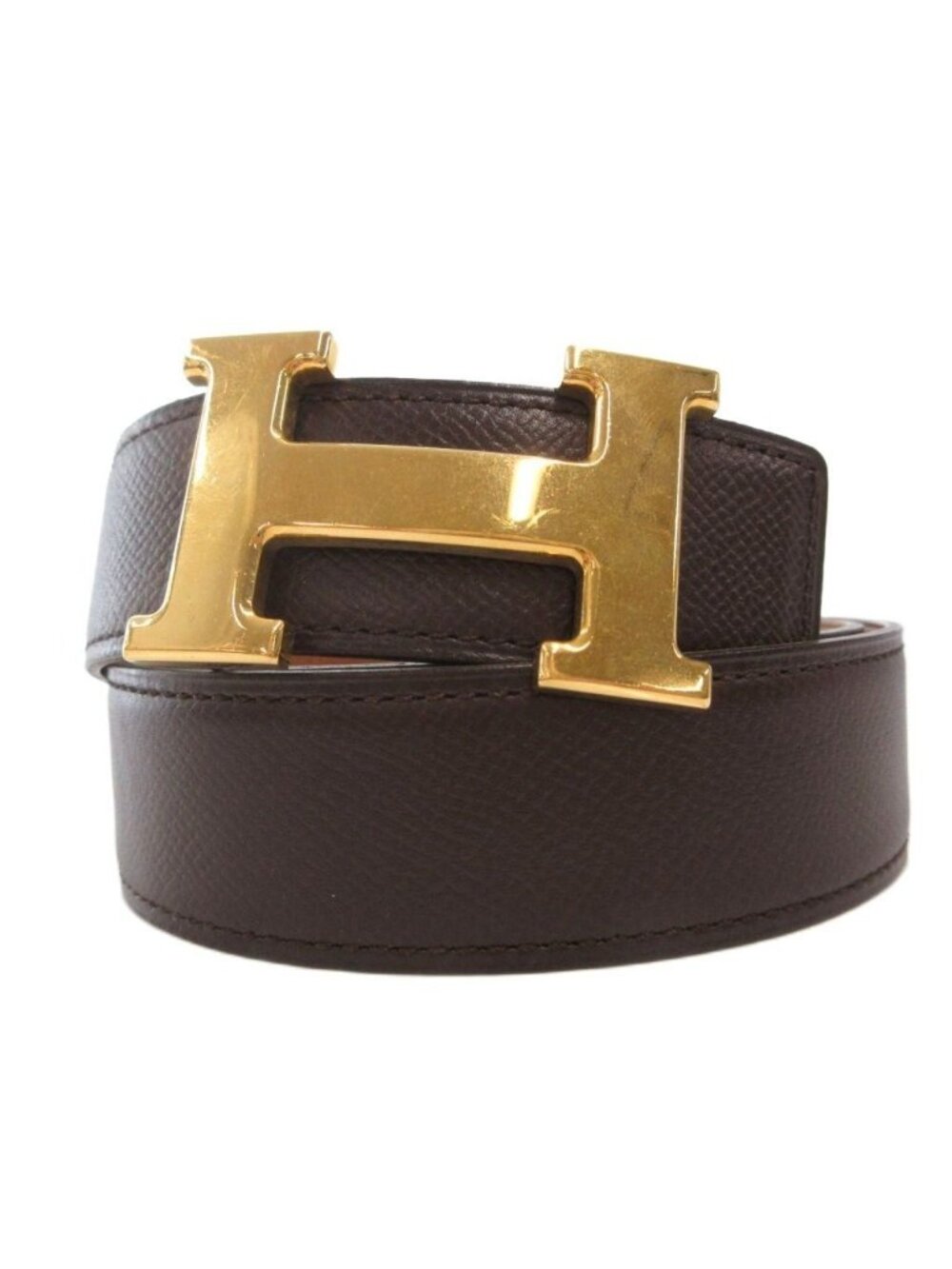 Hermes Constance 75 H Buckle Reversible Belt Leather Logo Brown